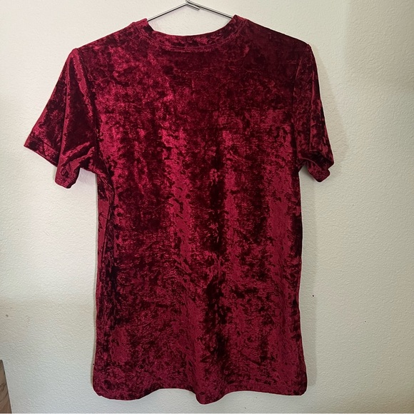 Def Leppard velour tee shirt. Side M boho/band tee/festival burgundy in color - Picture 3 of 5